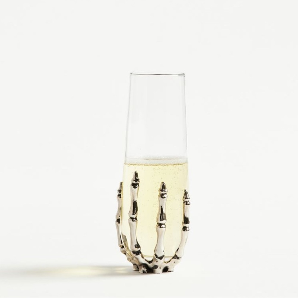 Pottery Barn Halloween Skeleton Stemless Champagne Flute - Picture 2 of 7